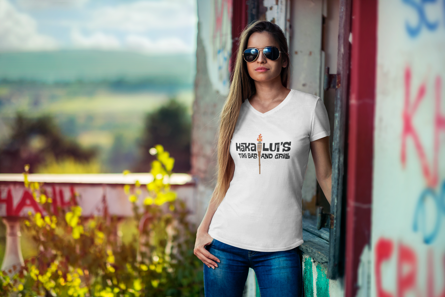 I Got Lei'd in the Ladies' V-Neck T-Shirt